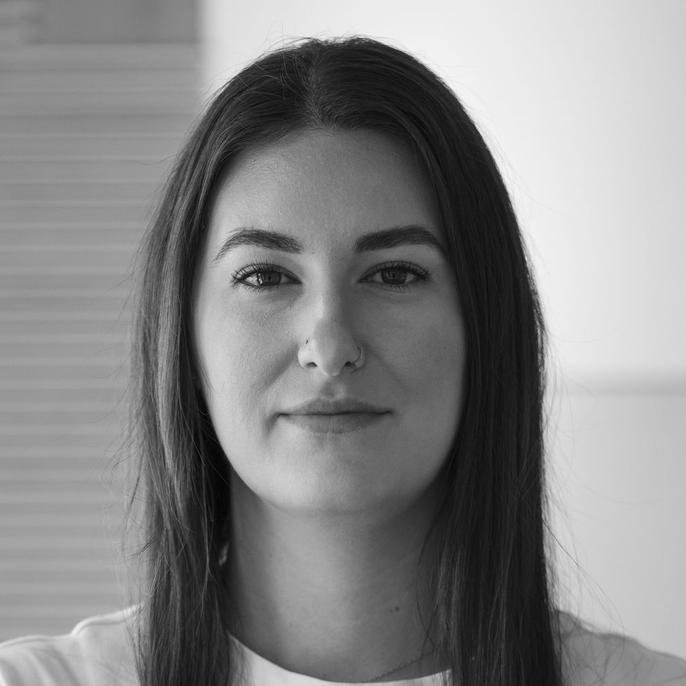 Black and white photo of Emma Schagen.