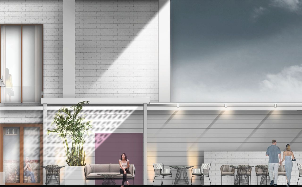 Level 2 elevation - separated outdoor spaces