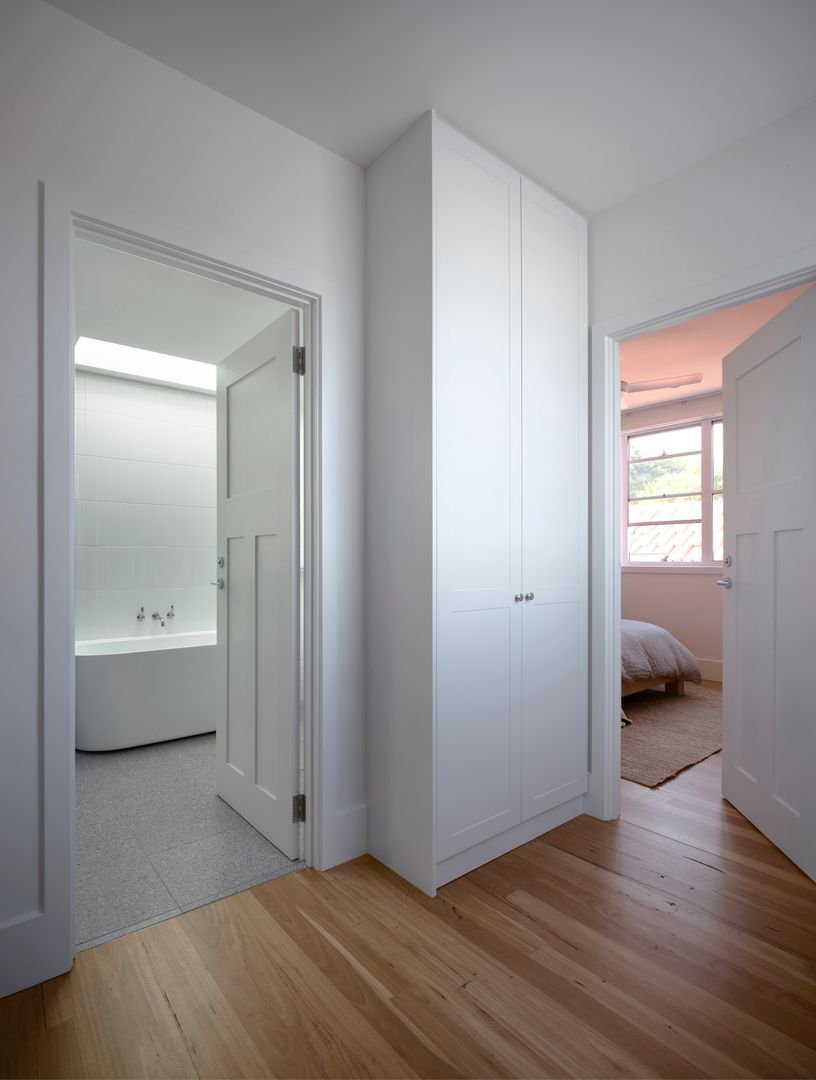 Upstairs bathroom and hallway outside master bedroom